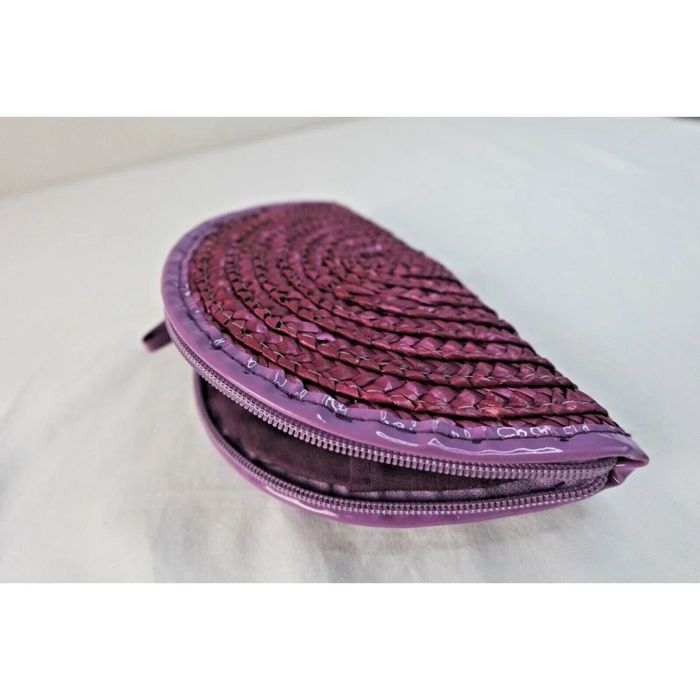 Clutch‎ Bag Purse Zip Closure Handmade Vintage Spring Summer Boho Straw Artsy